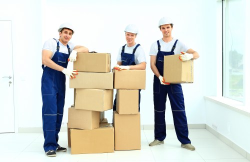 Packing boxes and furniture prepared for a Queenspark relocation