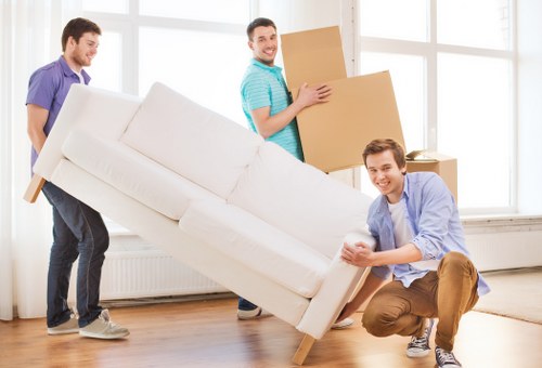 Planned office move in Queenspark with labeled boxes and coordinated transport