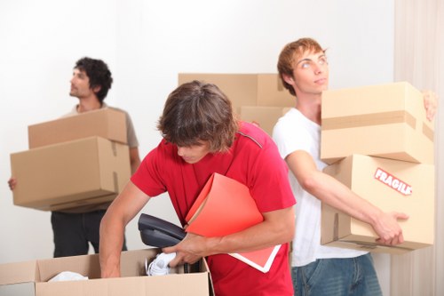 Commercial removals team working in a Queens Park office space