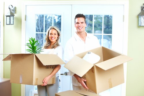Commercial furniture relocation with desks and office items
